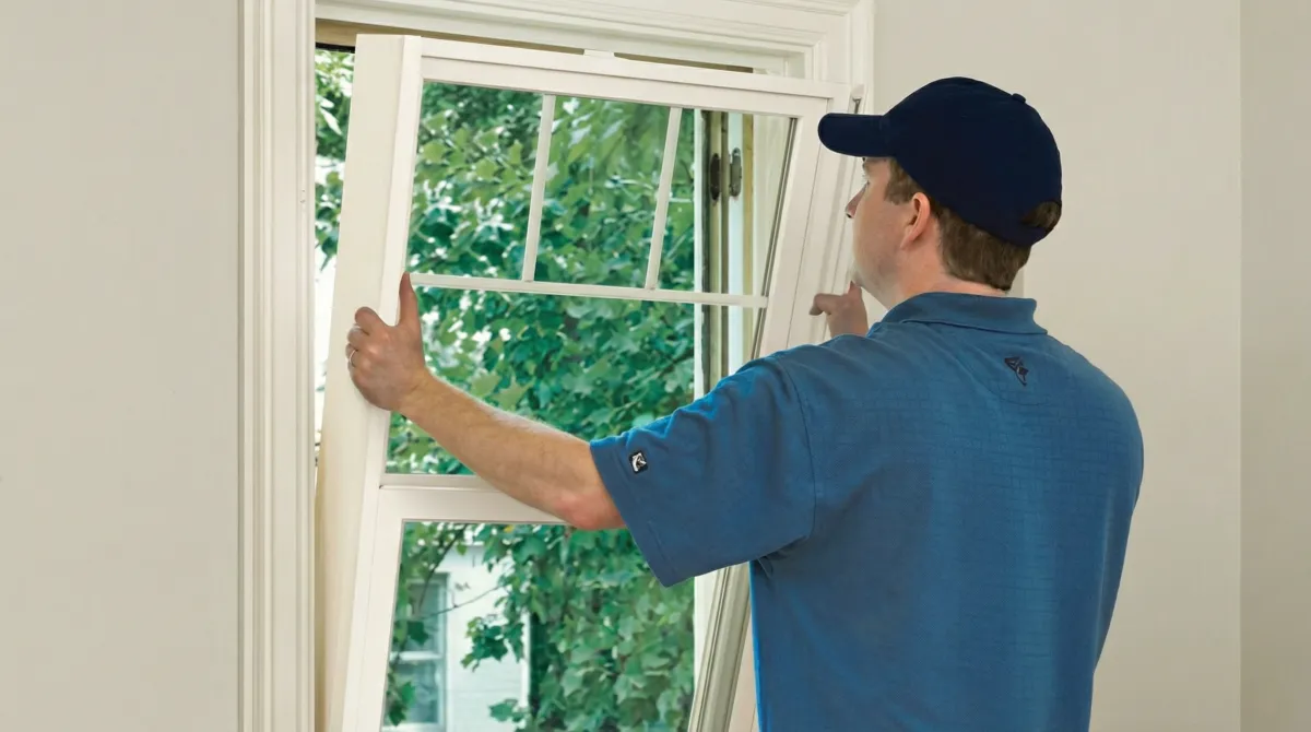 Professional contractors performing a residential window insulation and replacement service in Jacksonville, FL